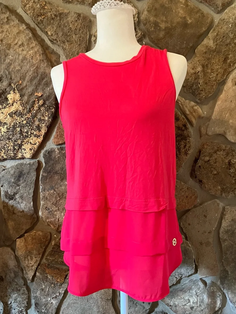 Michael Kors Hot Pink Layered Sleeveless Tank